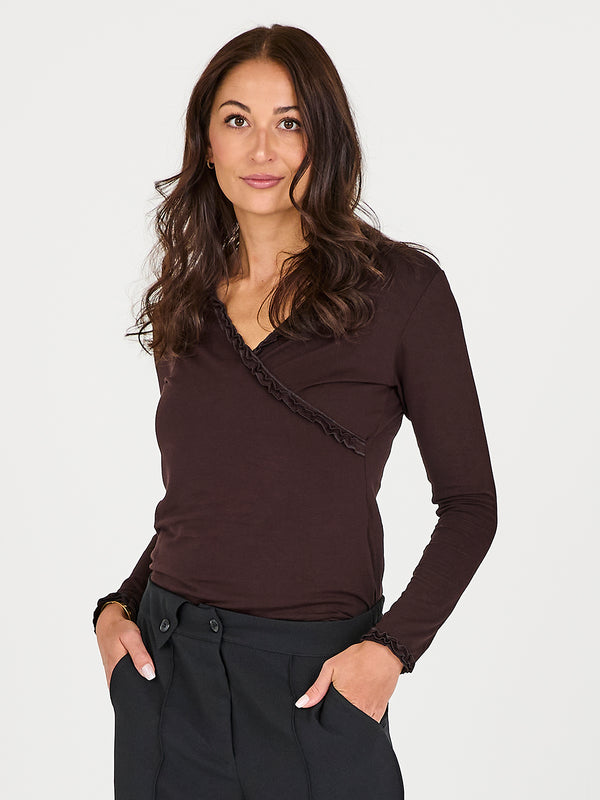 NÜ ADELE wrap tee Tops and T-shirts 224 Dark Brown