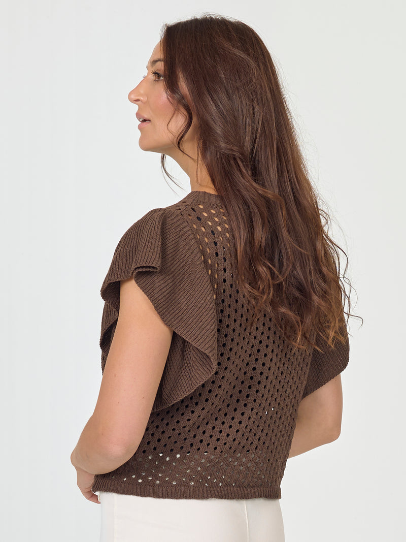 NÜ AIDA knit blouse Knit 224 Dark Brown