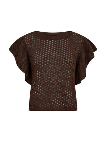 NÜ AIDA knit blouse Knit 224 Dark Brown