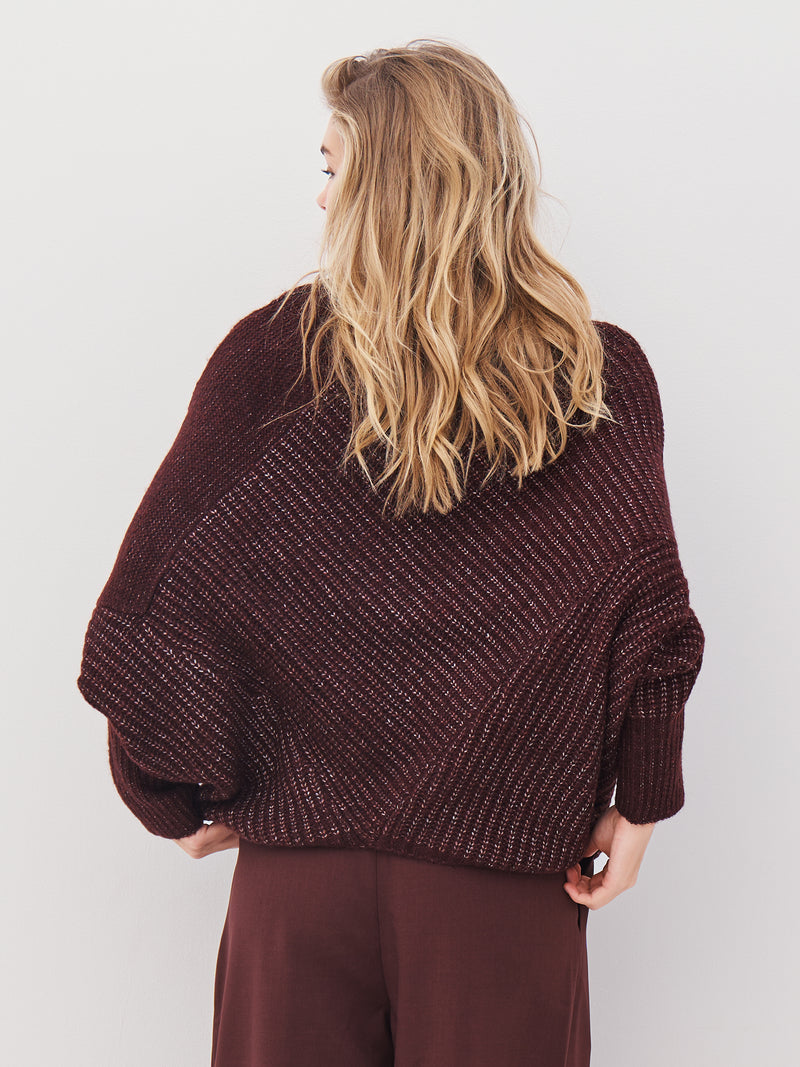 NÜ AMIA knit poncho Ponchos 789 Grape Mix