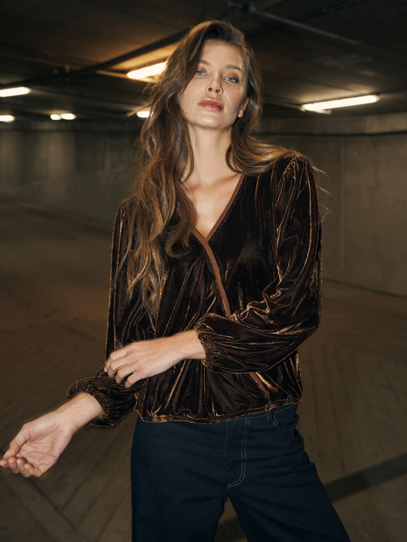 NÜ BILLE wrap blouse Blouses 294 Dark Earth