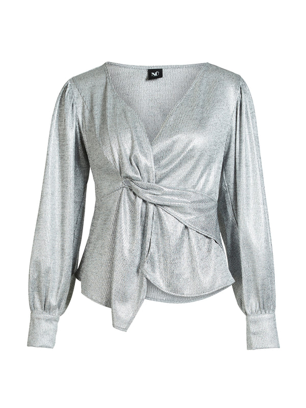 NÜ BIRKE wrap blouse Blouses 989 iron grey