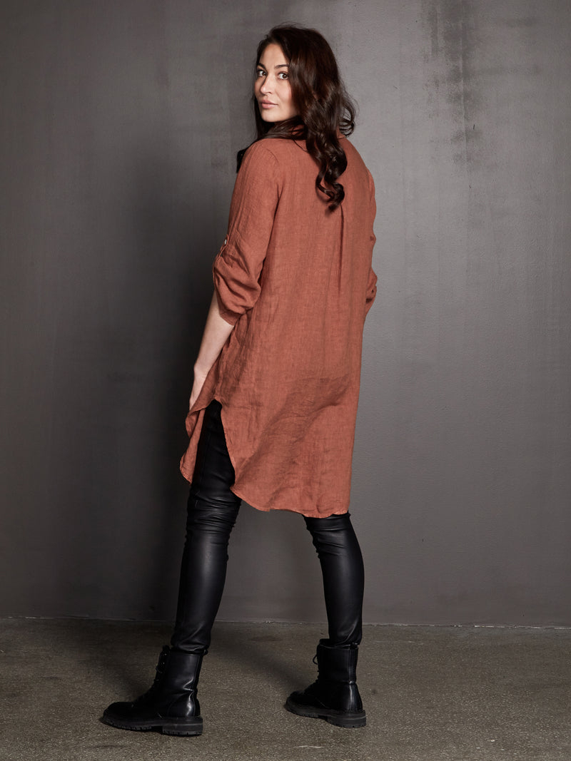 NÜ POLETTE linen tunic Tunics 286 Mocca Mousse