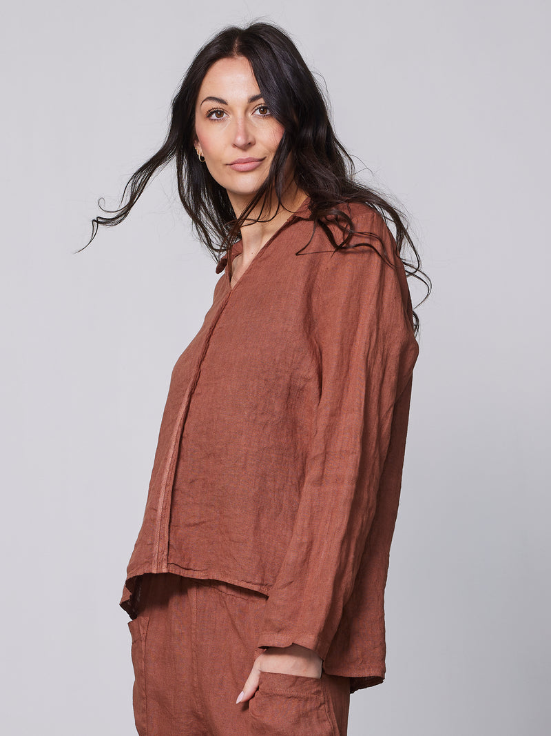 NÜ POLETTE linen shirt Shirts 286 Mocca Mousse