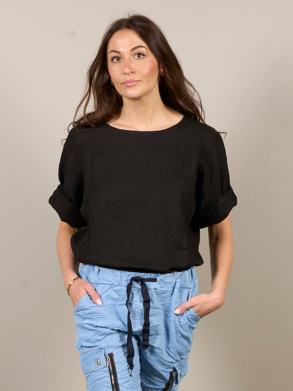 NÜ POLETTE linen top Blouses Black