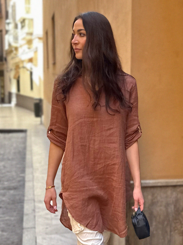NÜ POLETTE linen tunic Tunics 286 Mocca Mousse