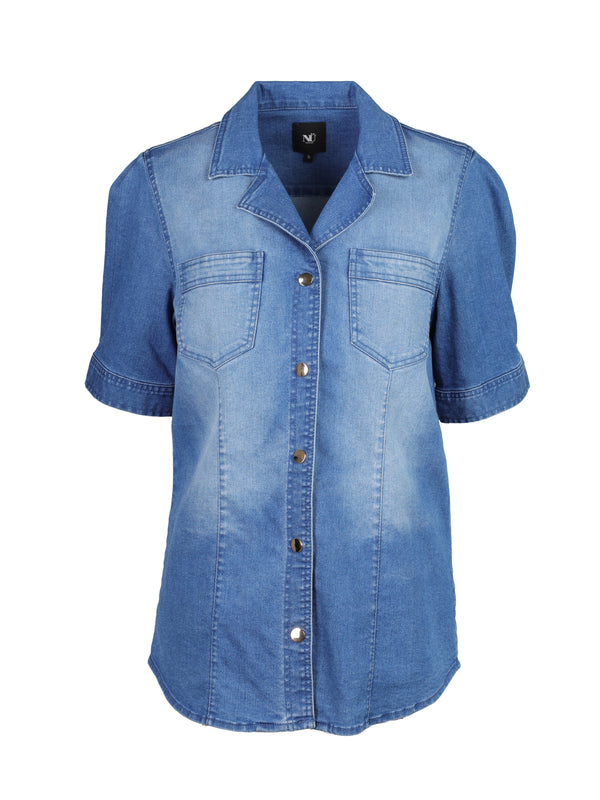 NÜ TAIA shirt with a denim look Shirts 481 Denim blue