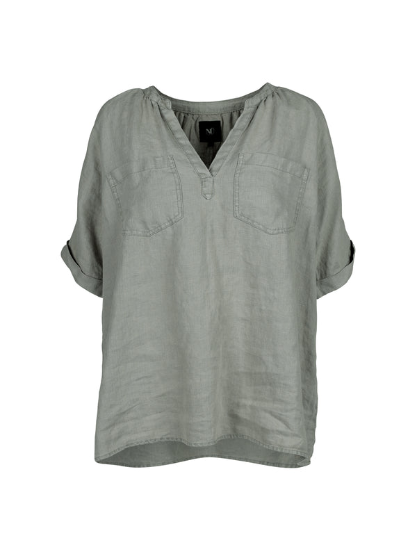 NÜ TESSA linen blouse Tops and T-shirts 393 Army