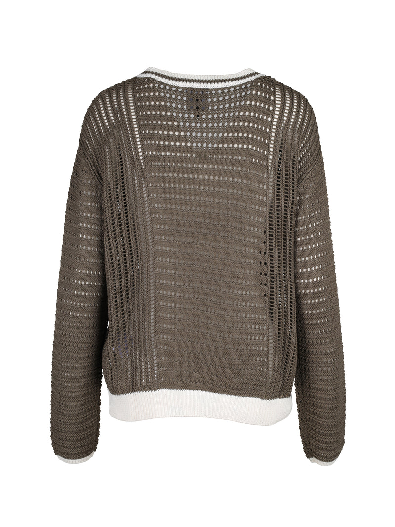 NÜ TOLOU knit blouse with v-neck Blouses 393 Army Mix