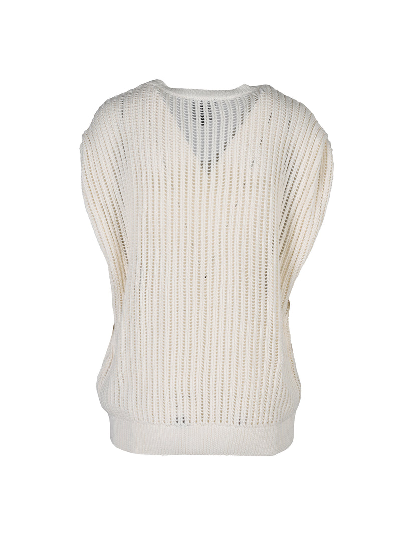 NÜ TOLOU knitted top with v-neck Tops and T-shirts 110 Creme