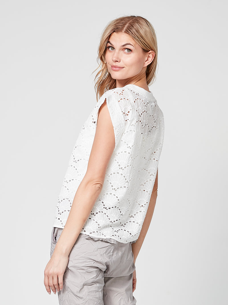 NÜ Titica top with lace pattern Tops and T-shirts 110 Creme