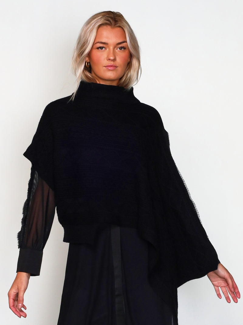 NÜ VILNA knit poncho Ponchos Black