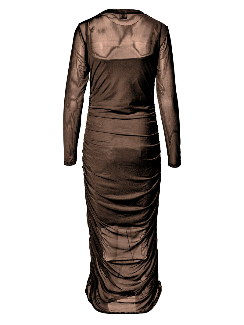 NÜ VINJA mesh dress Dresses 224 Dark Brown