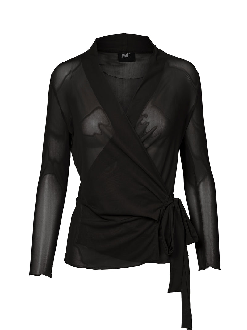 NÜ VINJA mesh cardigan Blouses Black