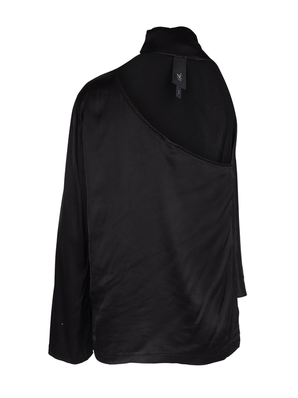 NÜ XIA blouse with tie band Blouses Black