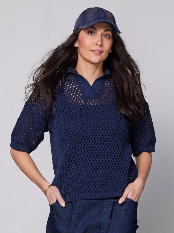 NÜ YADIRA knit blouse Blouses 476 Navy