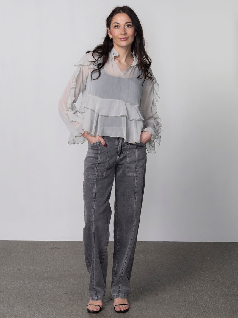 NÜ YUNA trousers Trousers 901 Grey mix